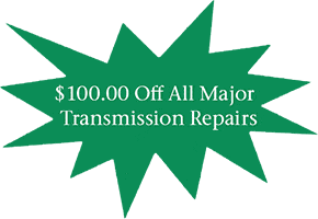 $100 off all major transmission repairs